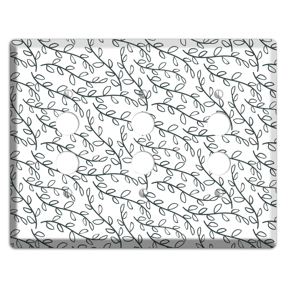 Leaves Style O 3 Pushbutton Wallplate