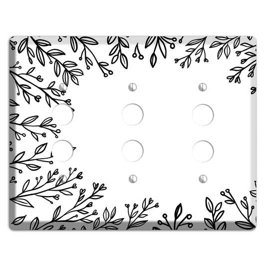 Hand-Drawn Floral 27 3 Pushbutton Wallplate