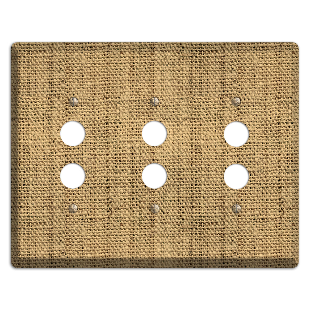 Teak Burlap 3 Pushbutton Wallplate