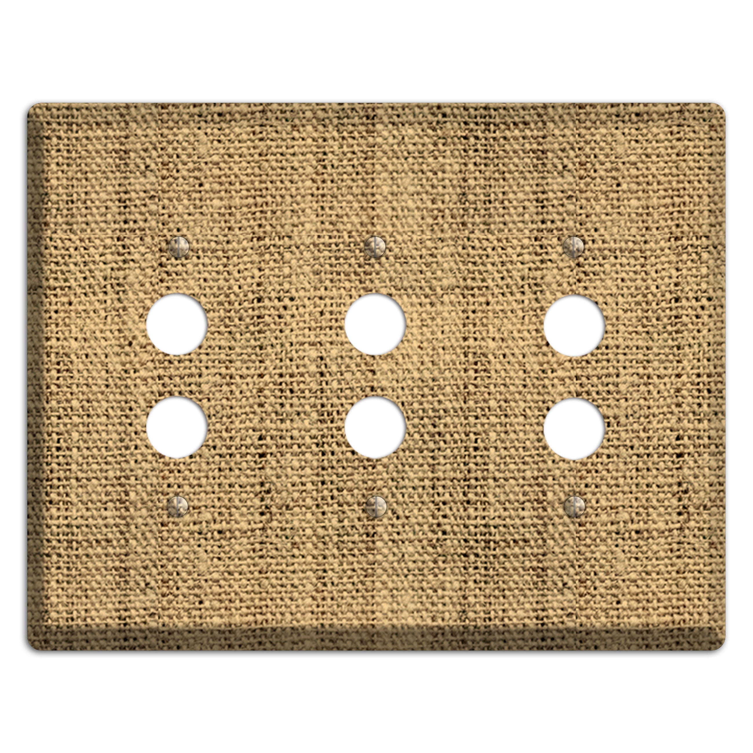 Teak Burlap 3 Pushbutton Wallplate