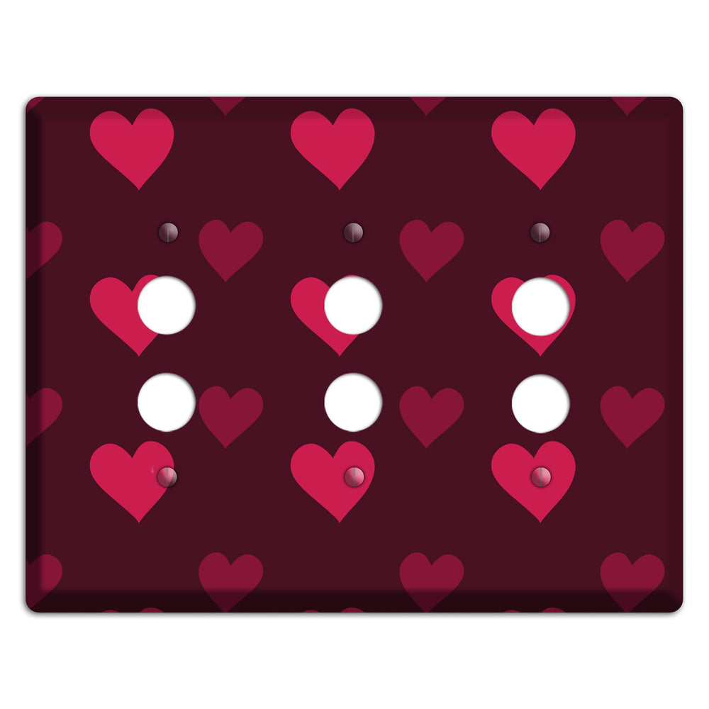 Tiled Large Hearts 3 Pushbutton Wallplate