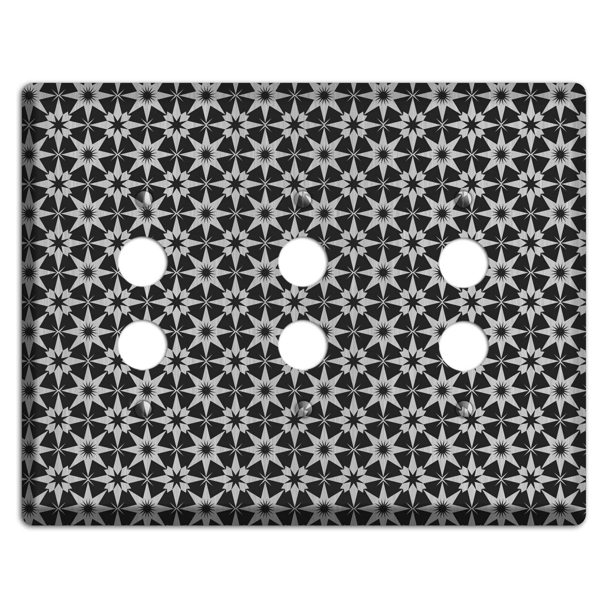 Black with Stainless Foulard 3 Pushbutton Wallplate