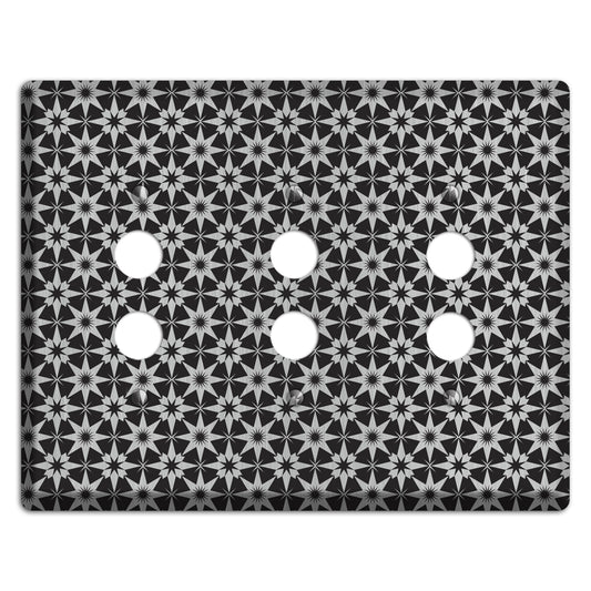 Black with Stainless Foulard 3 Pushbutton Wallplate
