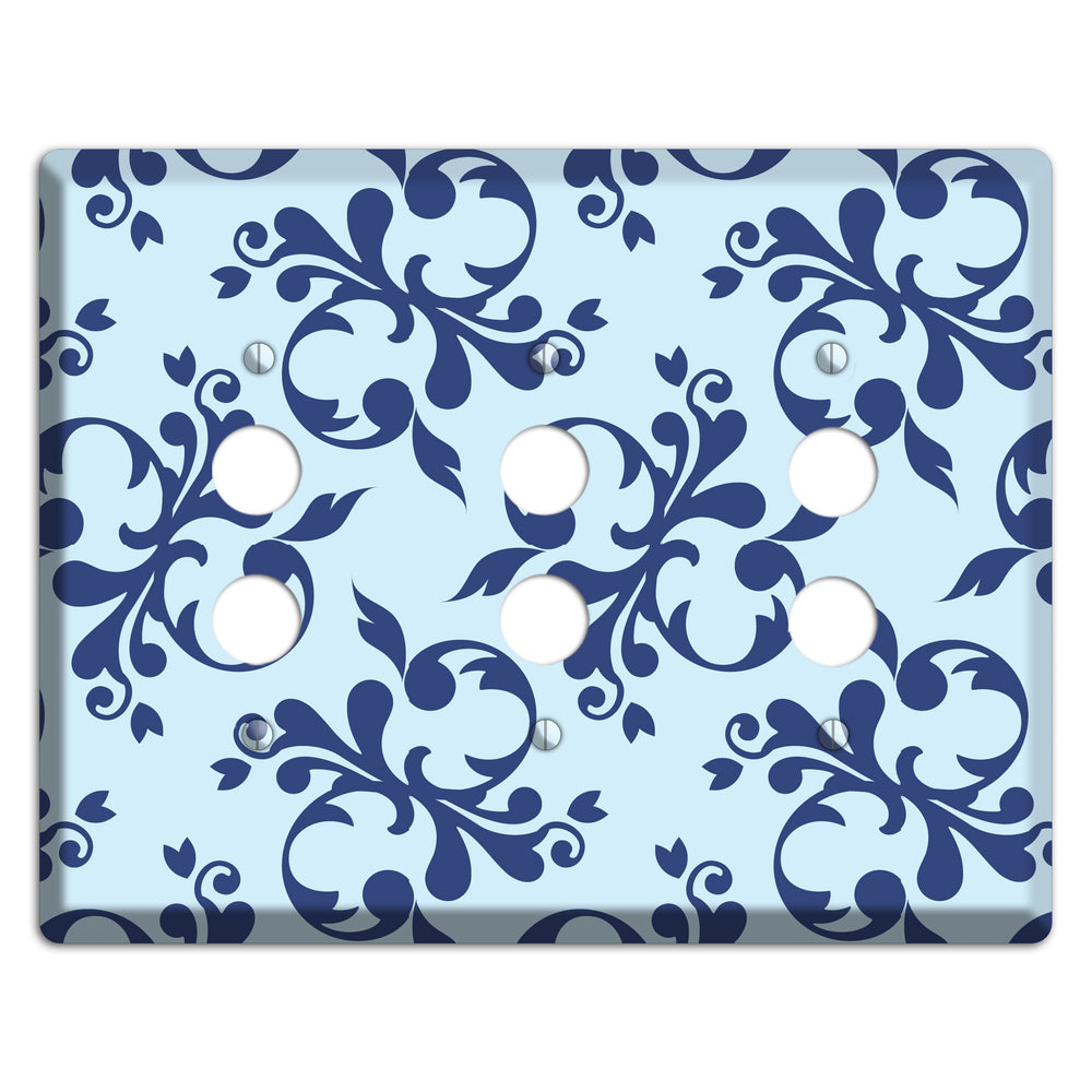 Blue Victorian Toile 3 Pushbutton Wallplate