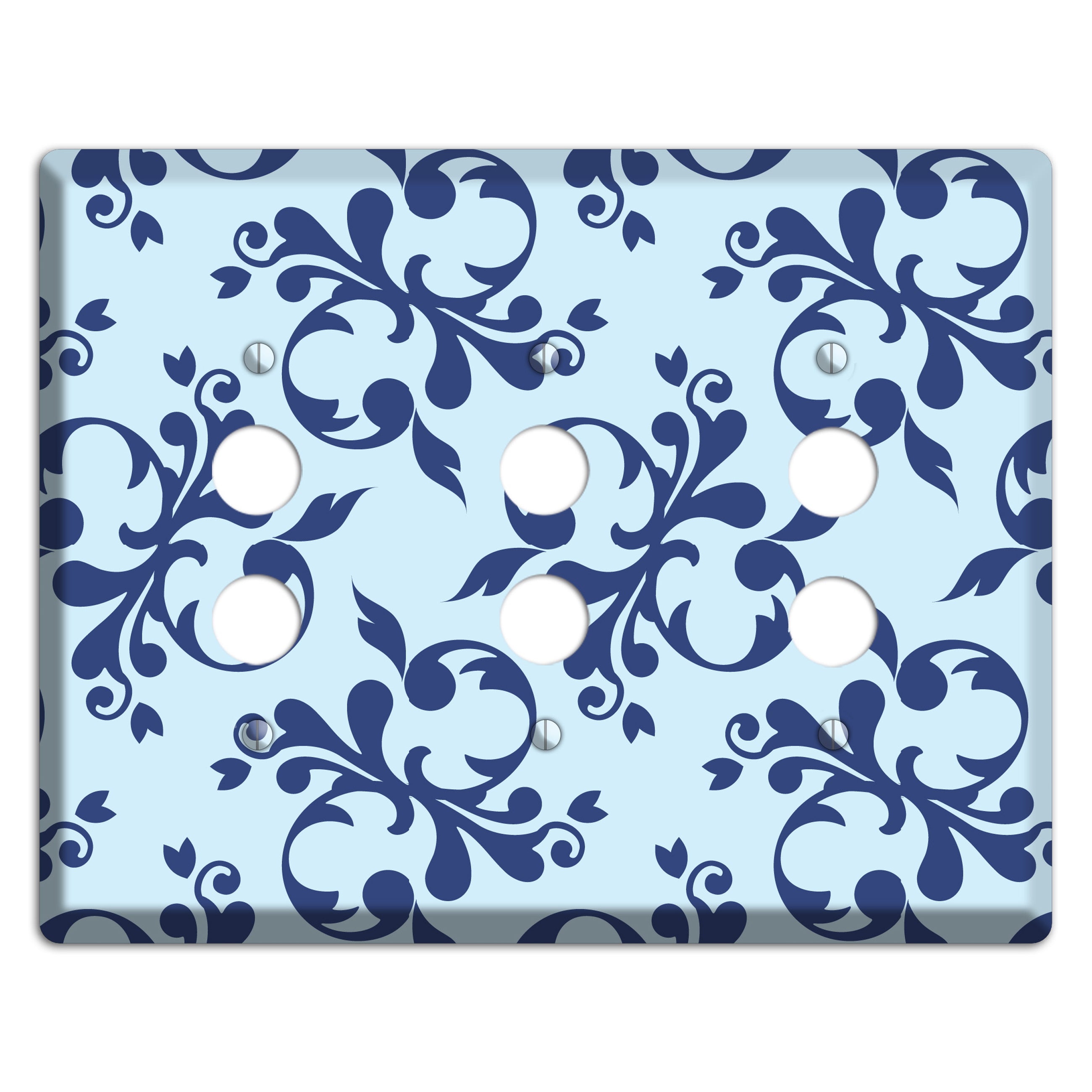 Blue Victorian Toile 3 Pushbutton Wallplate