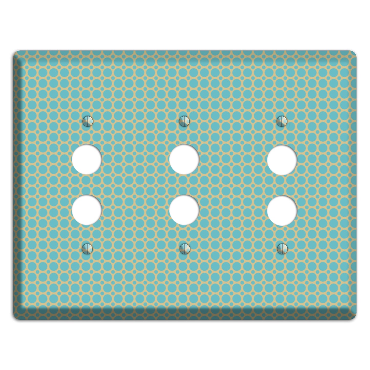 Dusty Blue Tiled Multi Small Dots 3 Pushbutton Wallplate