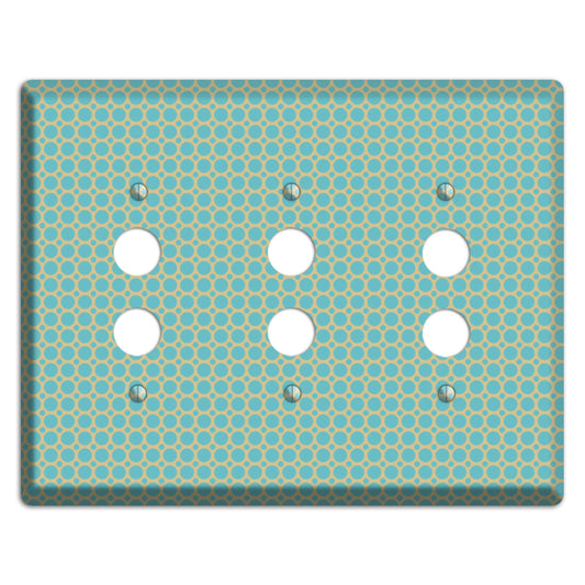 Dusty Blue Tiled Multi Small Dots 3 Pushbutton Wallplate