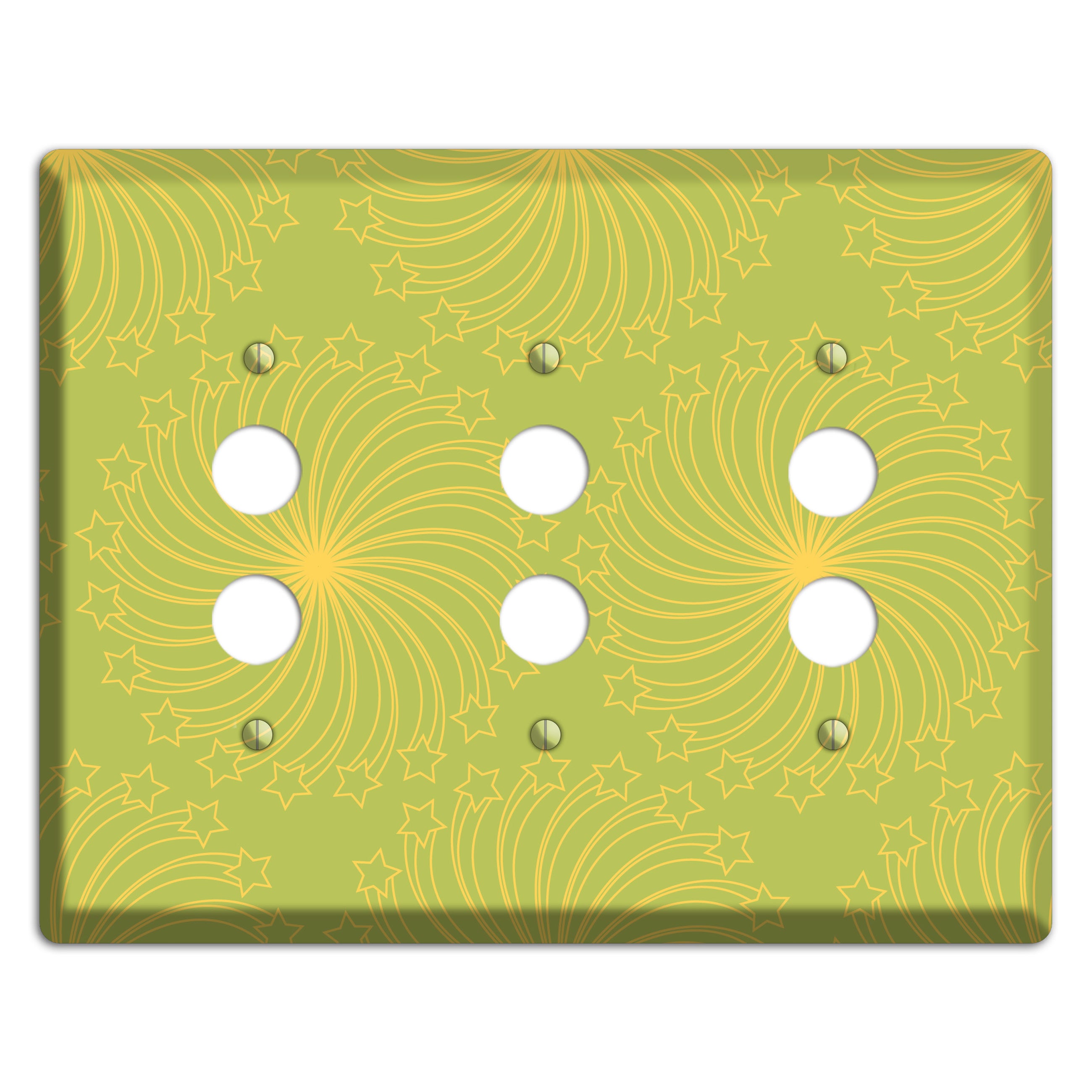 Multi Lime Star Swirl 3 Pushbutton Wallplate