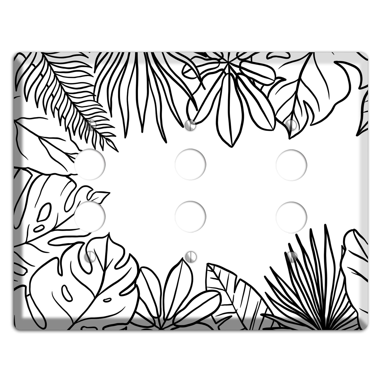 Hand-Drawn Leaves 3 3 Pushbutton Wallplate