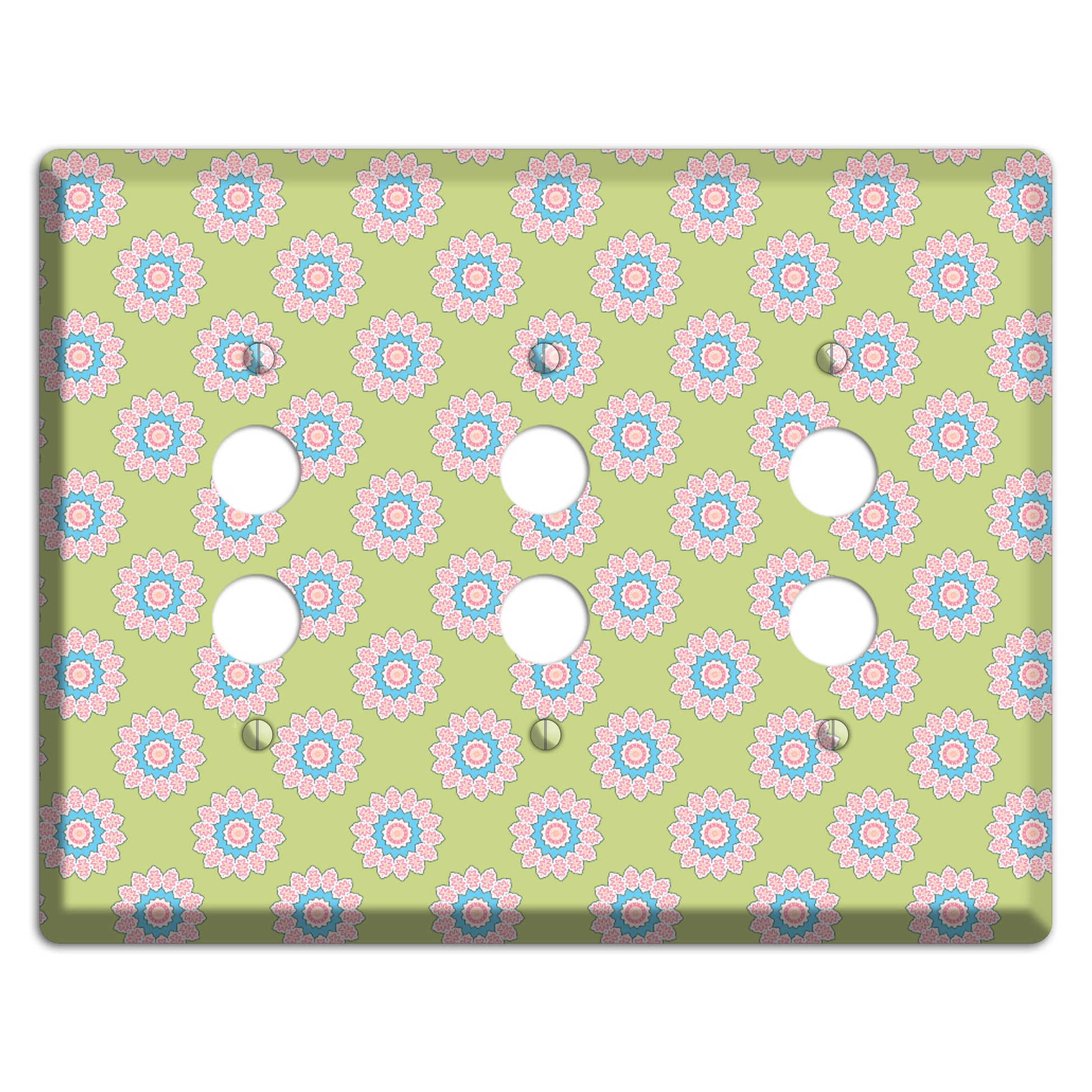 Lime with Suzani Dots 3 Pushbutton Wallplate