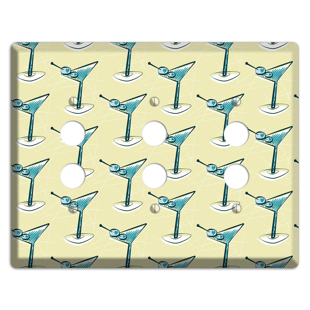 Yellow Martini 3 Pushbutton Wallplate
