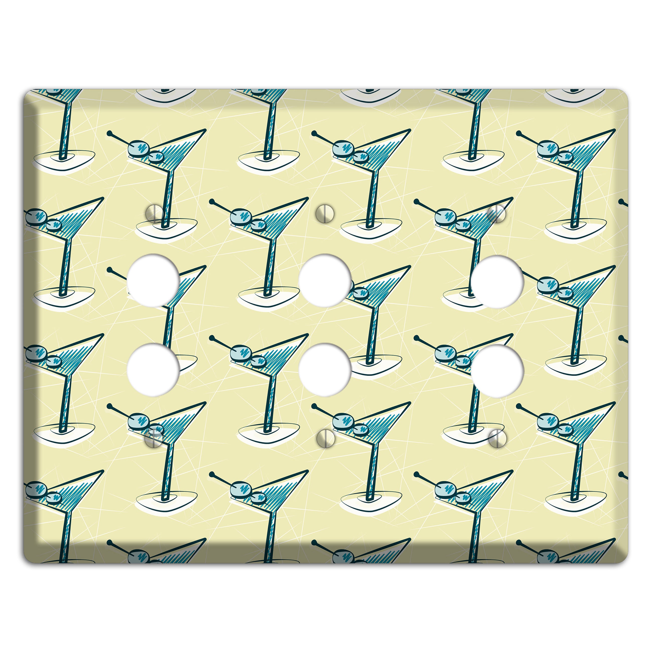 Yellow Martini 3 Pushbutton Wallplate