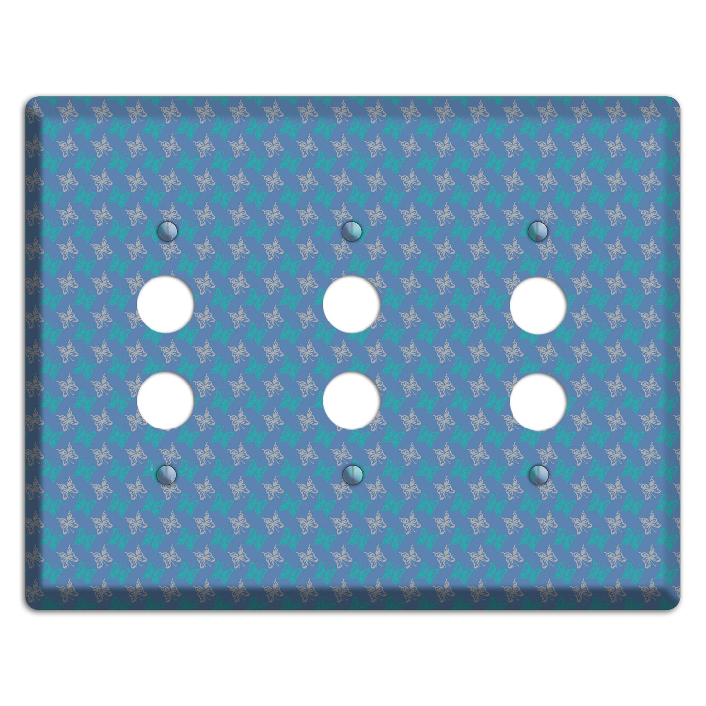 Blue with White and Turquoise Butterflies 3 Pushbutton Wallplate