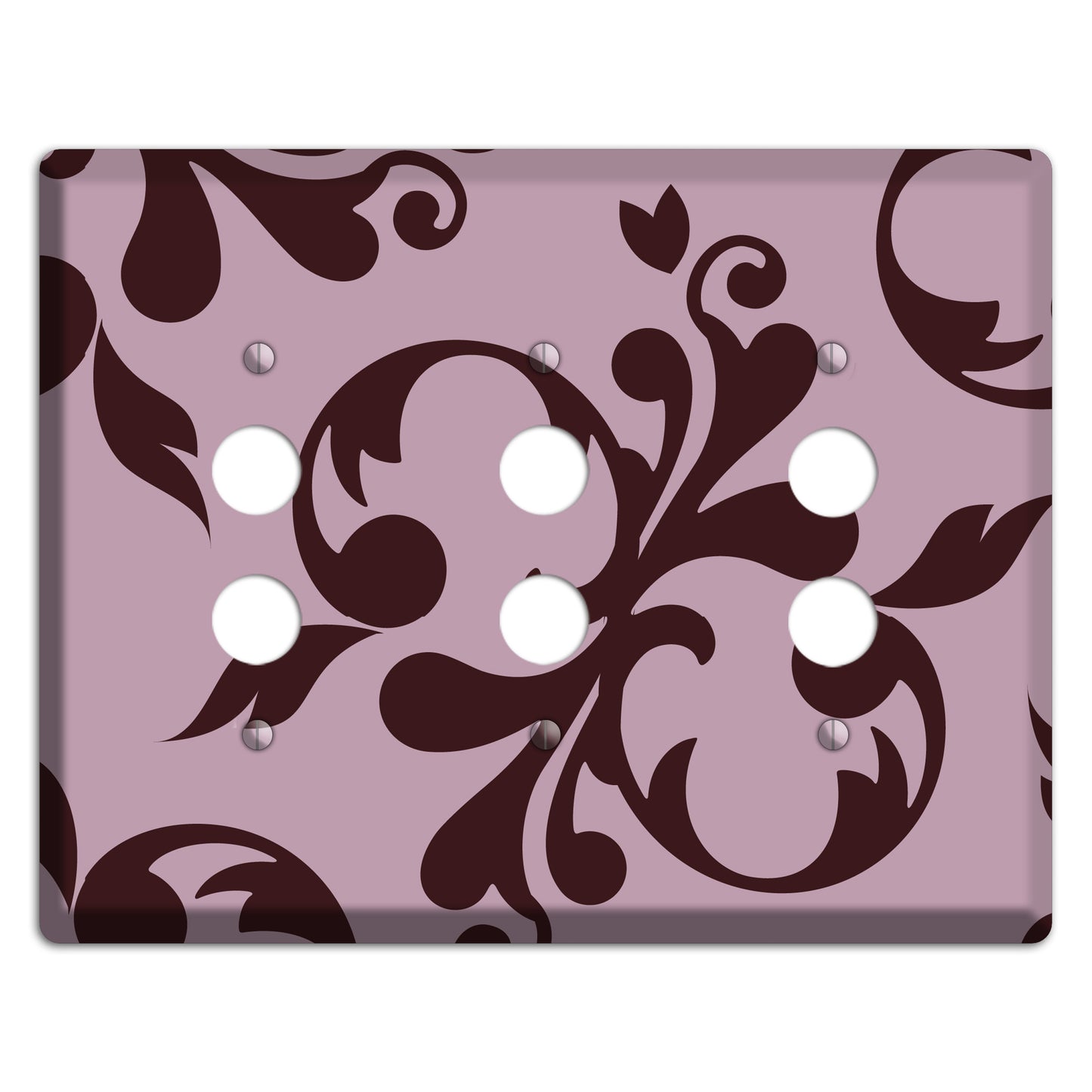 Dusty Rose and Burgundy Toile 3 Pushbutton Wallplate