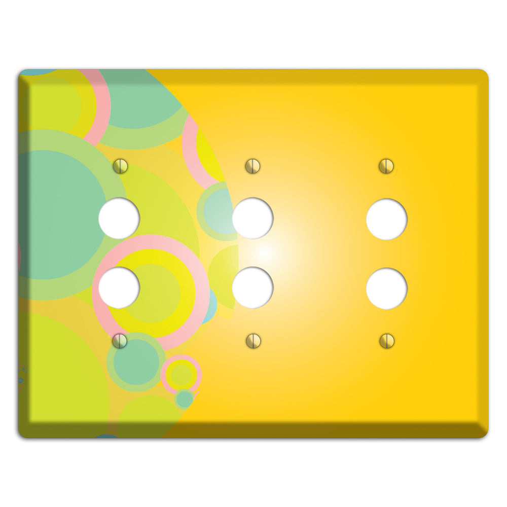 Yellow Circles 3 Pushbutton Wallplate
