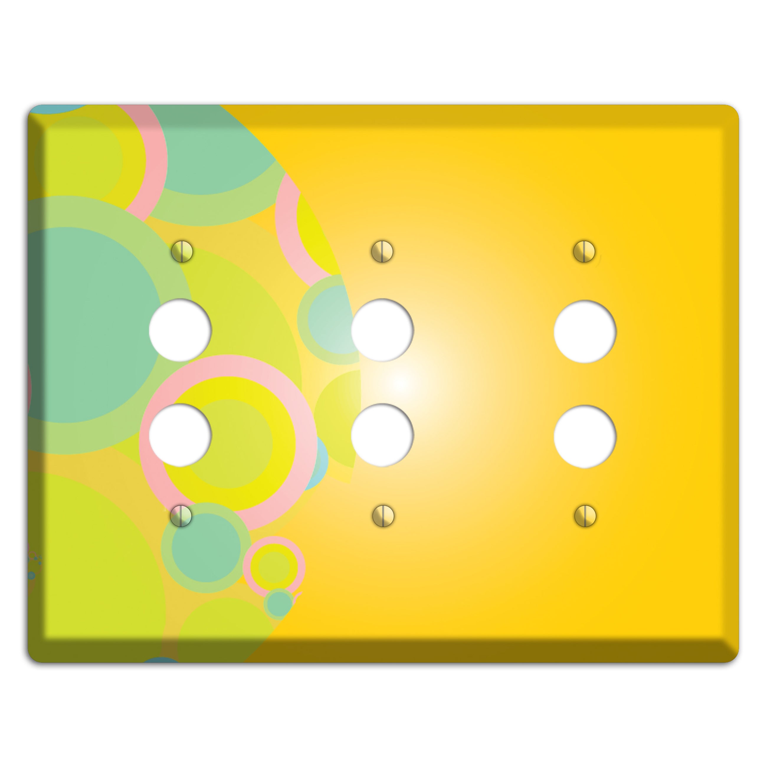 Yellow Circles 3 Pushbutton Wallplate