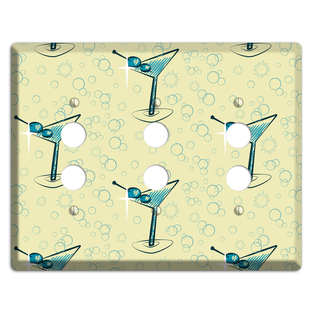 Yellow Martini 3 Pushbutton Wallplate