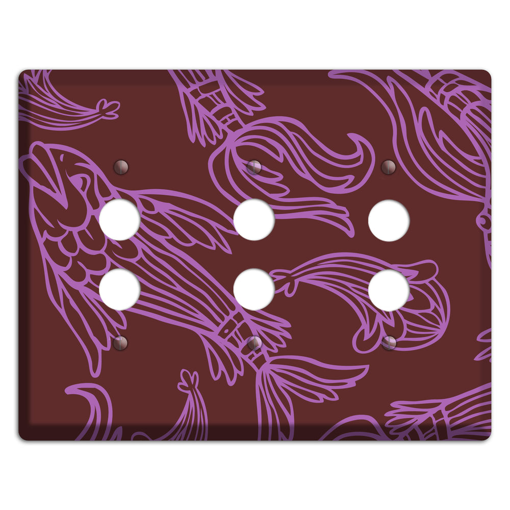 Purple and Pink Koi 3 Pushbutton Wallplate