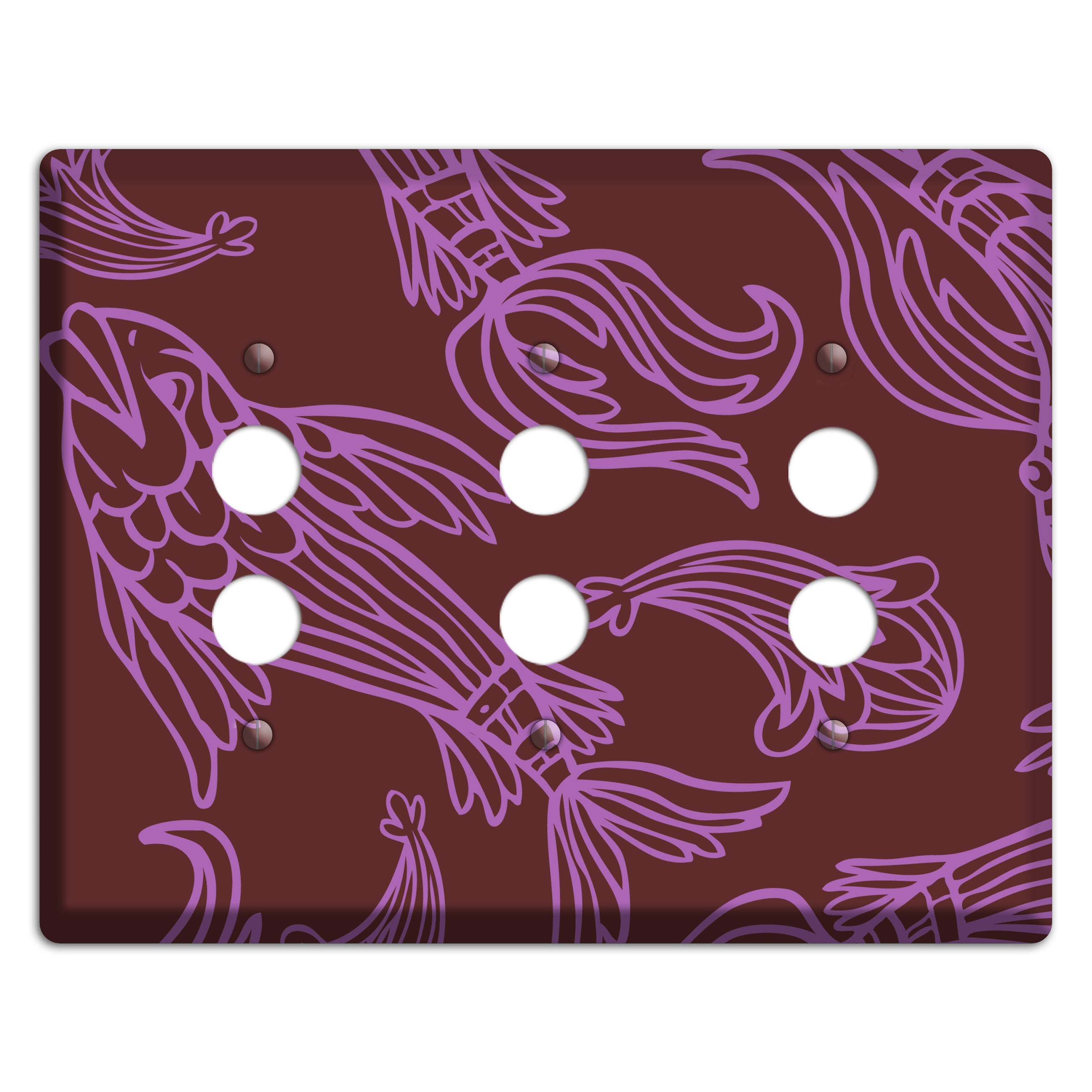 Purple and Pink Koi 3 Pushbutton Wallplate