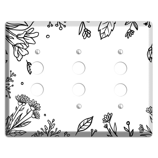 Hand-Drawn Floral 30 3 Pushbutton Wallplate