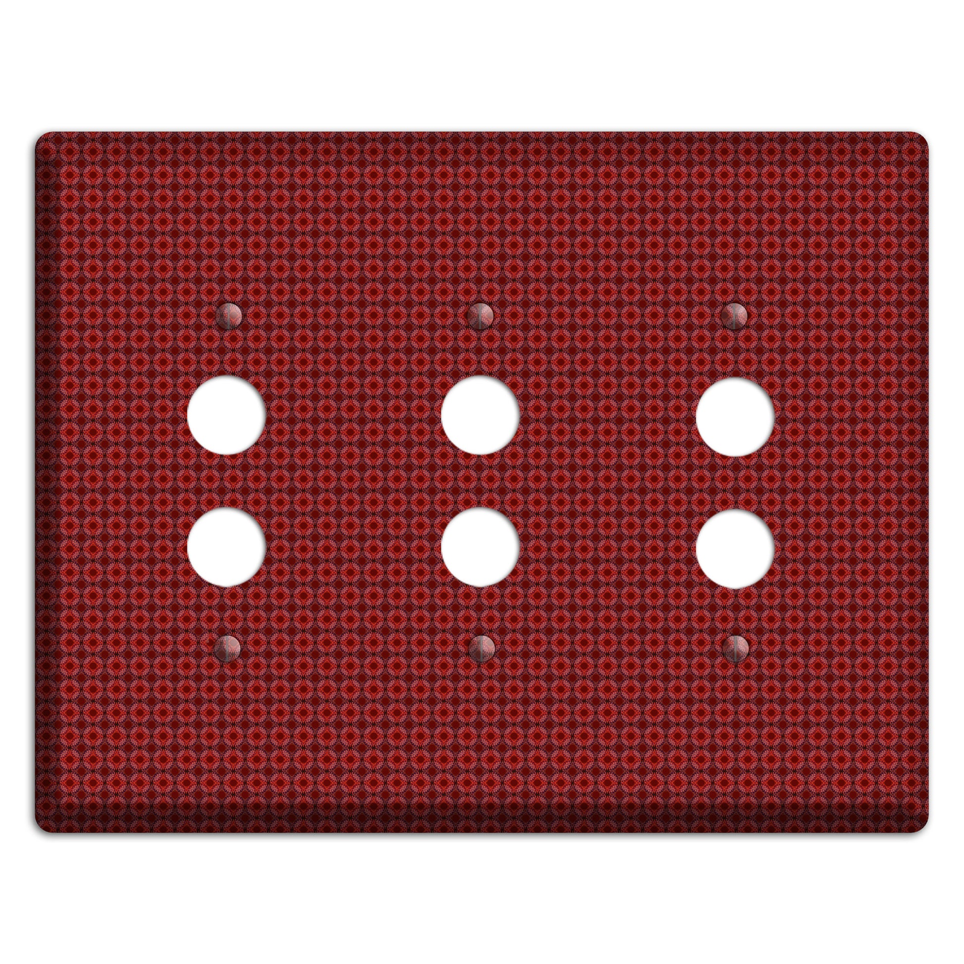 Multi Red Tiled Foulard 3 Pushbutton Wallplate