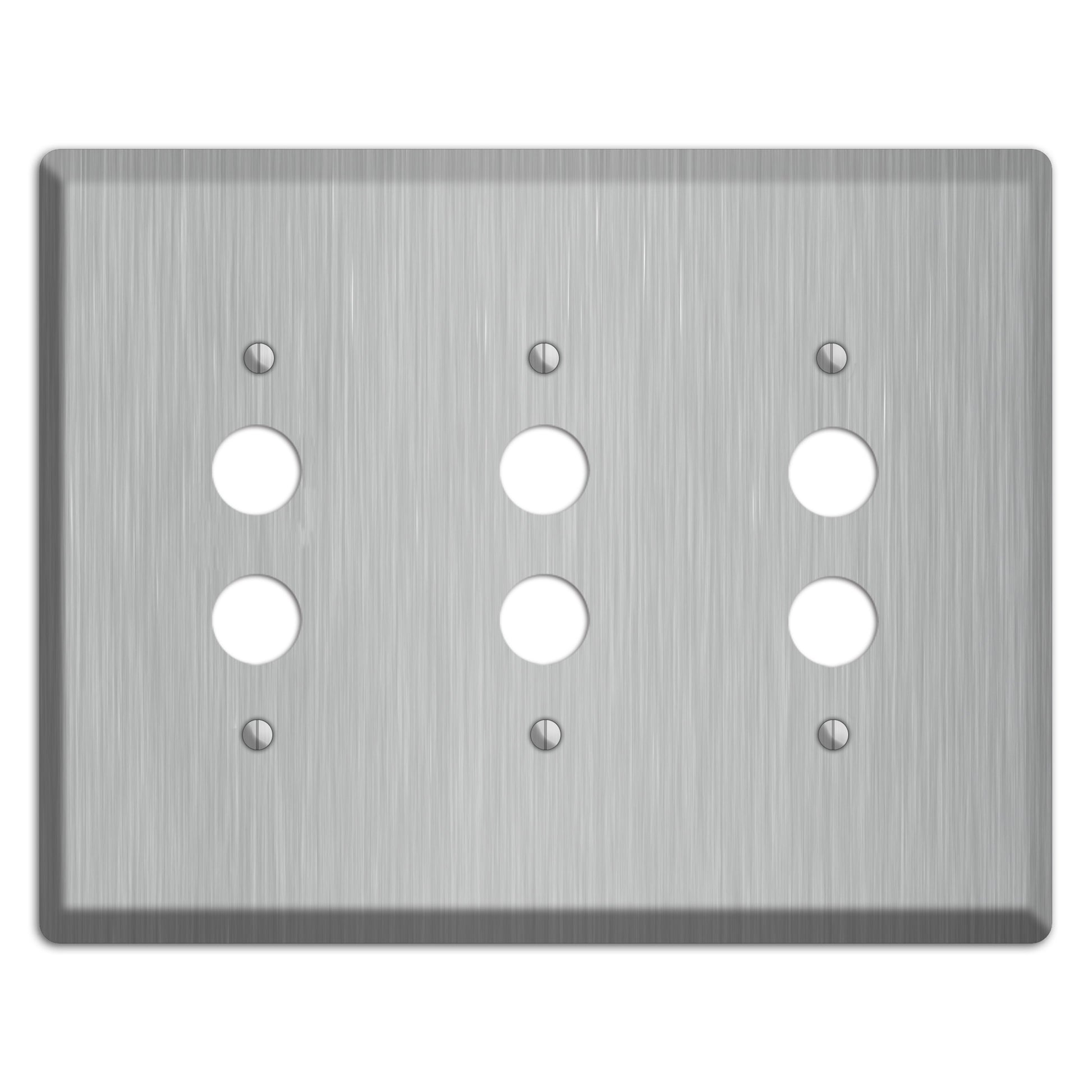 Brushed Stainless Steel 3 Pushbutton Wallplate