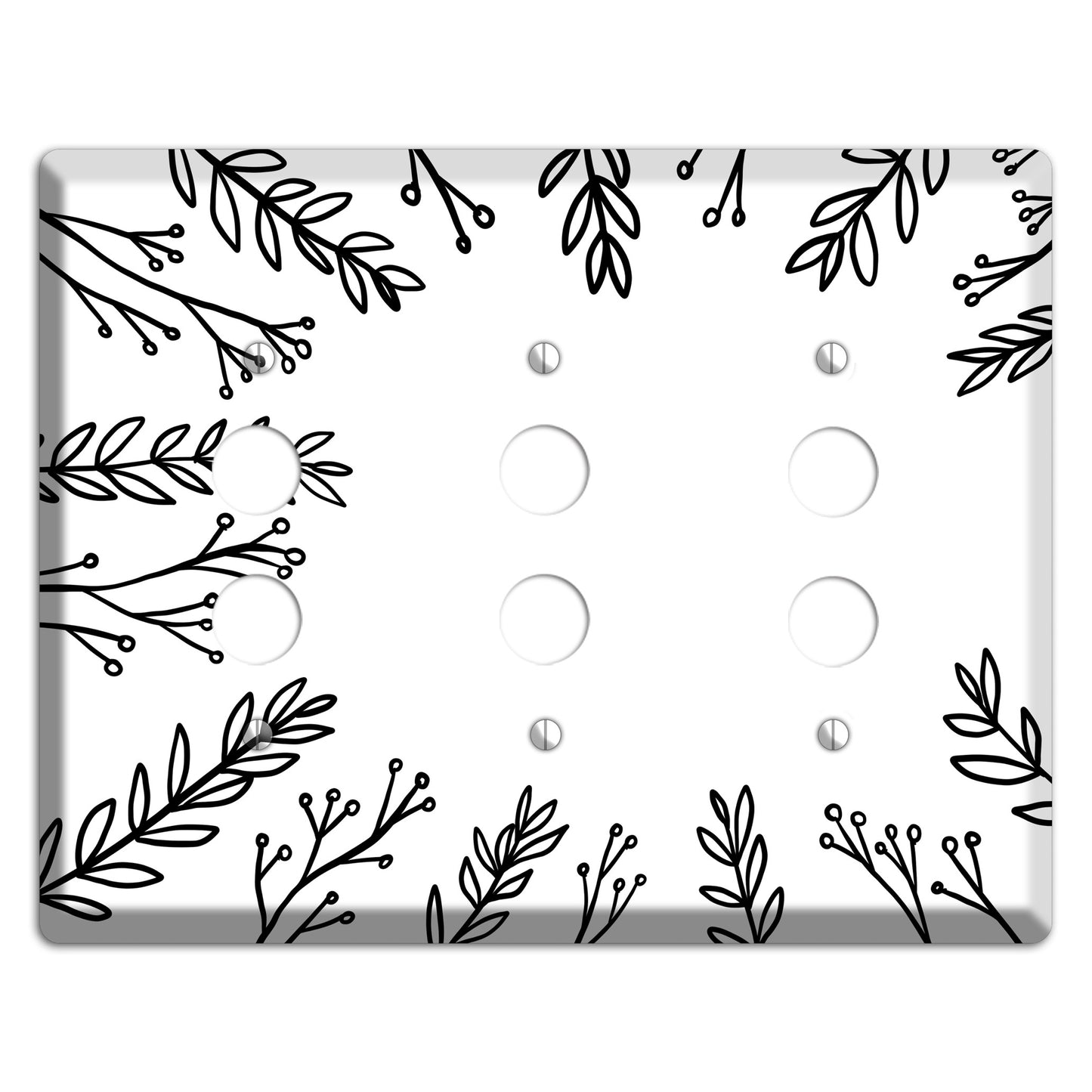 Hand-Drawn Leaves 9 3 Pushbutton Wallplate
