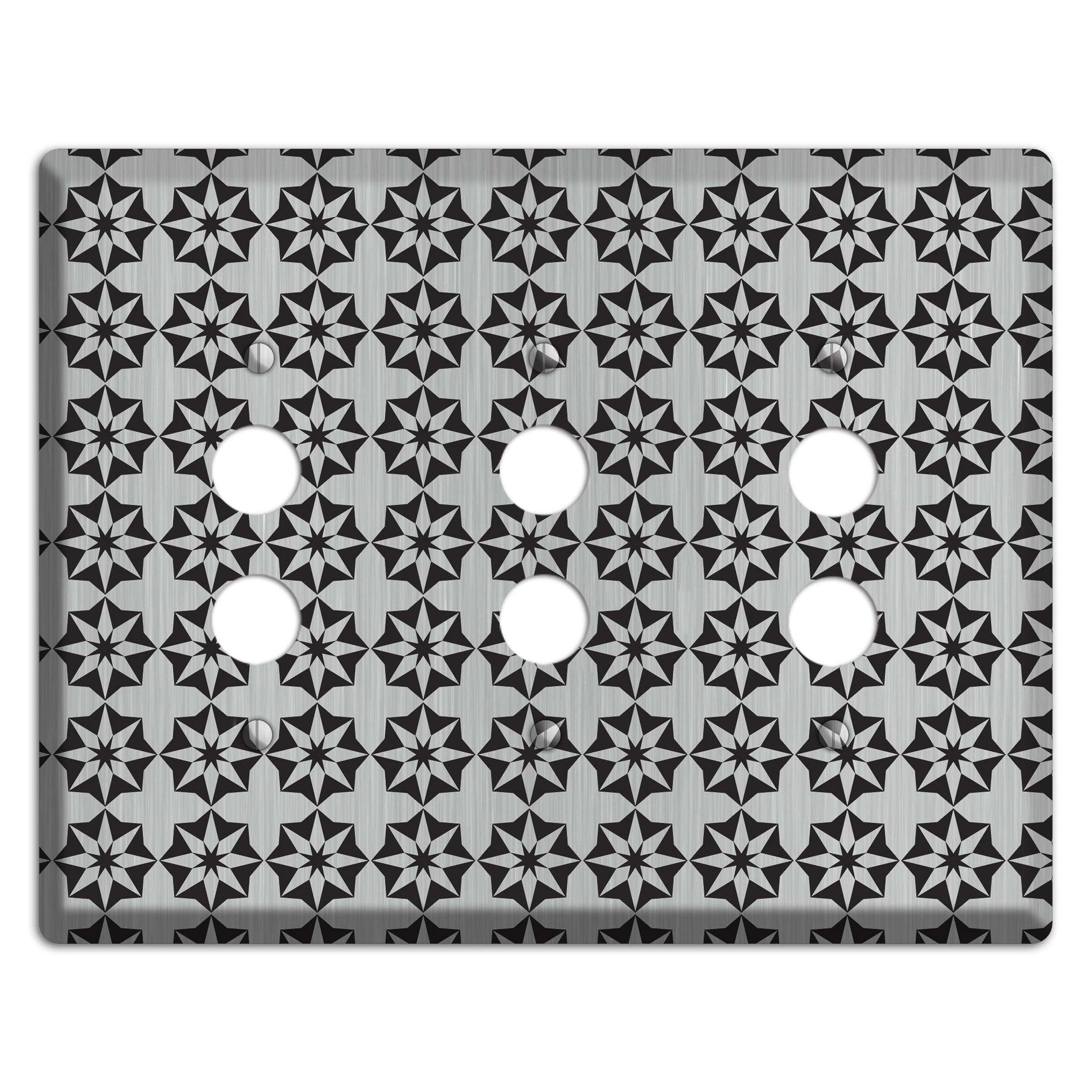 Stainless with Black Foulard 3 Pushbutton Wallplate