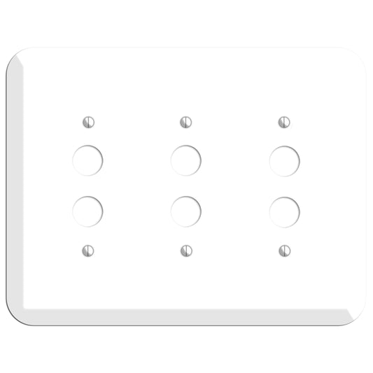 Rounded Corner White Metal 3 Pushbutton Wallplate