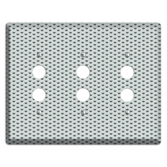 Dusty Blue with Crowns 3 Pushbutton Wallplate