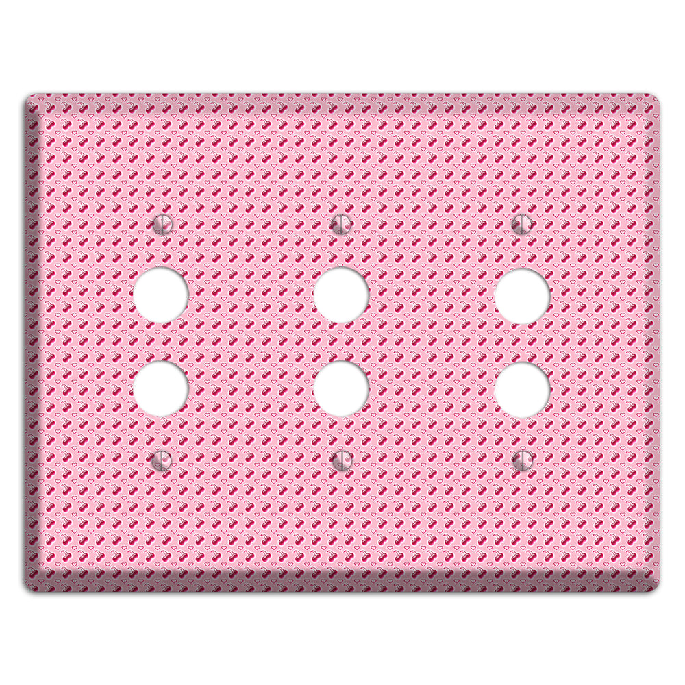 Pink with Cherries 3 Pushbutton Wallplate