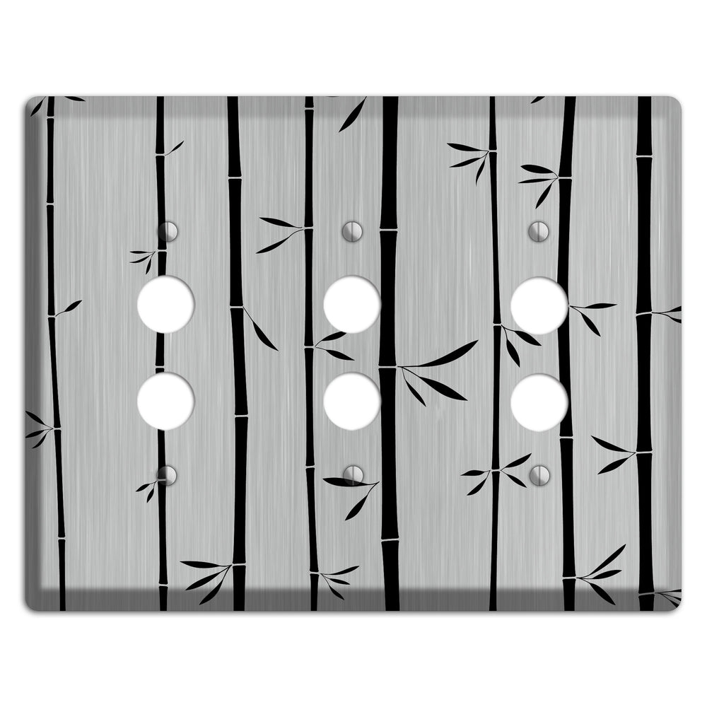 Bamboo Stainless Steel 3 Pushbutton Wallplate