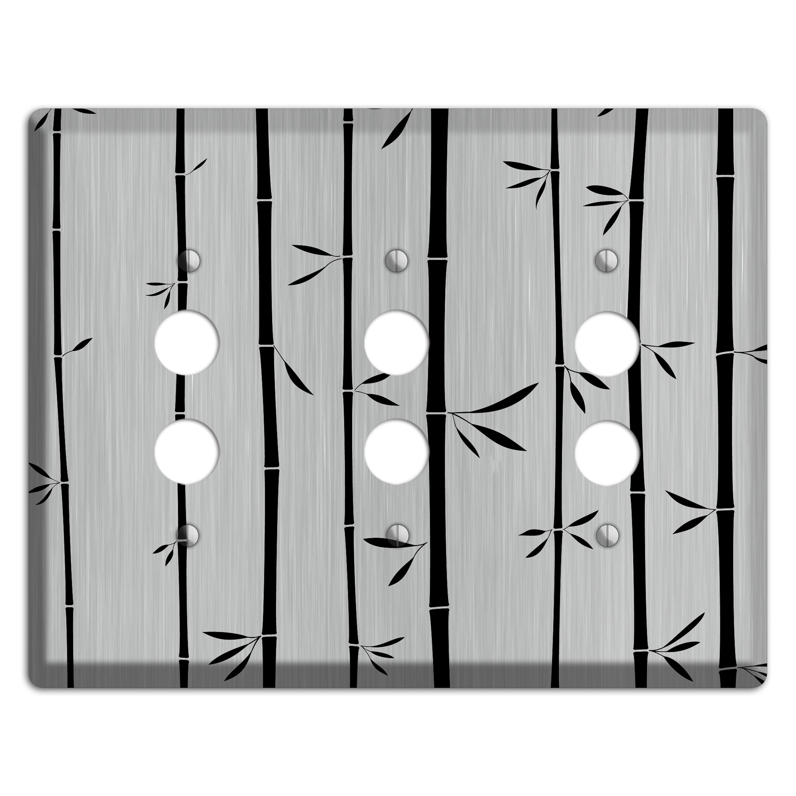 Bamboo  Stainless 3 Pushbutton Wallplate
