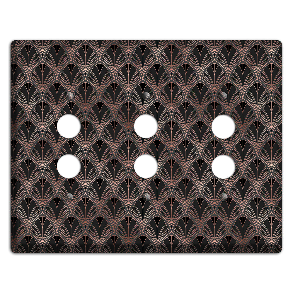 Black and Rose Deco 3 Pushbutton Wallplate