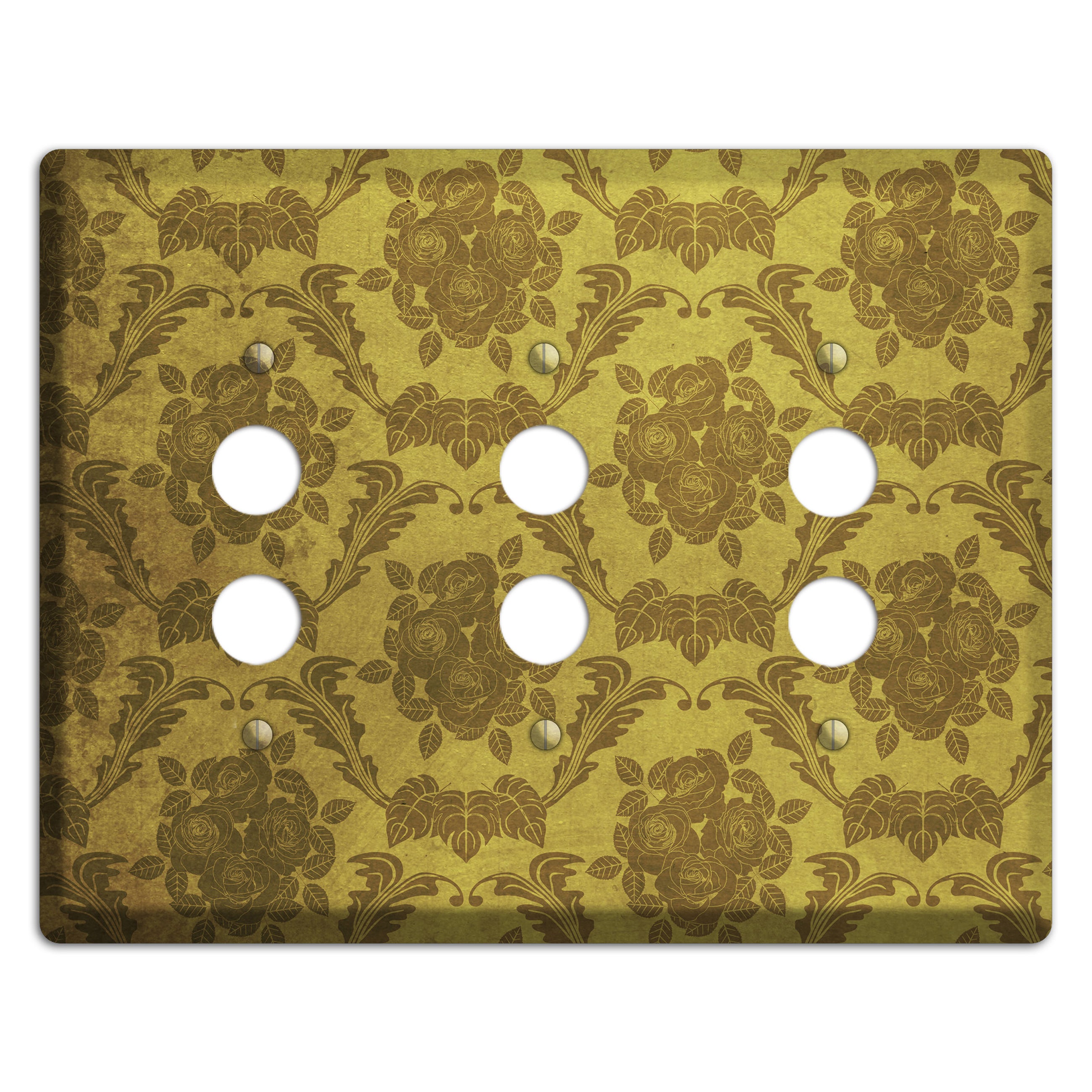 Pesto Vintage Rose Damask 3 Pushbutton Wallplate
