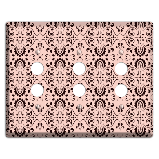 Coral Tapestry Cartouche 3 Pushbutton Wallplate