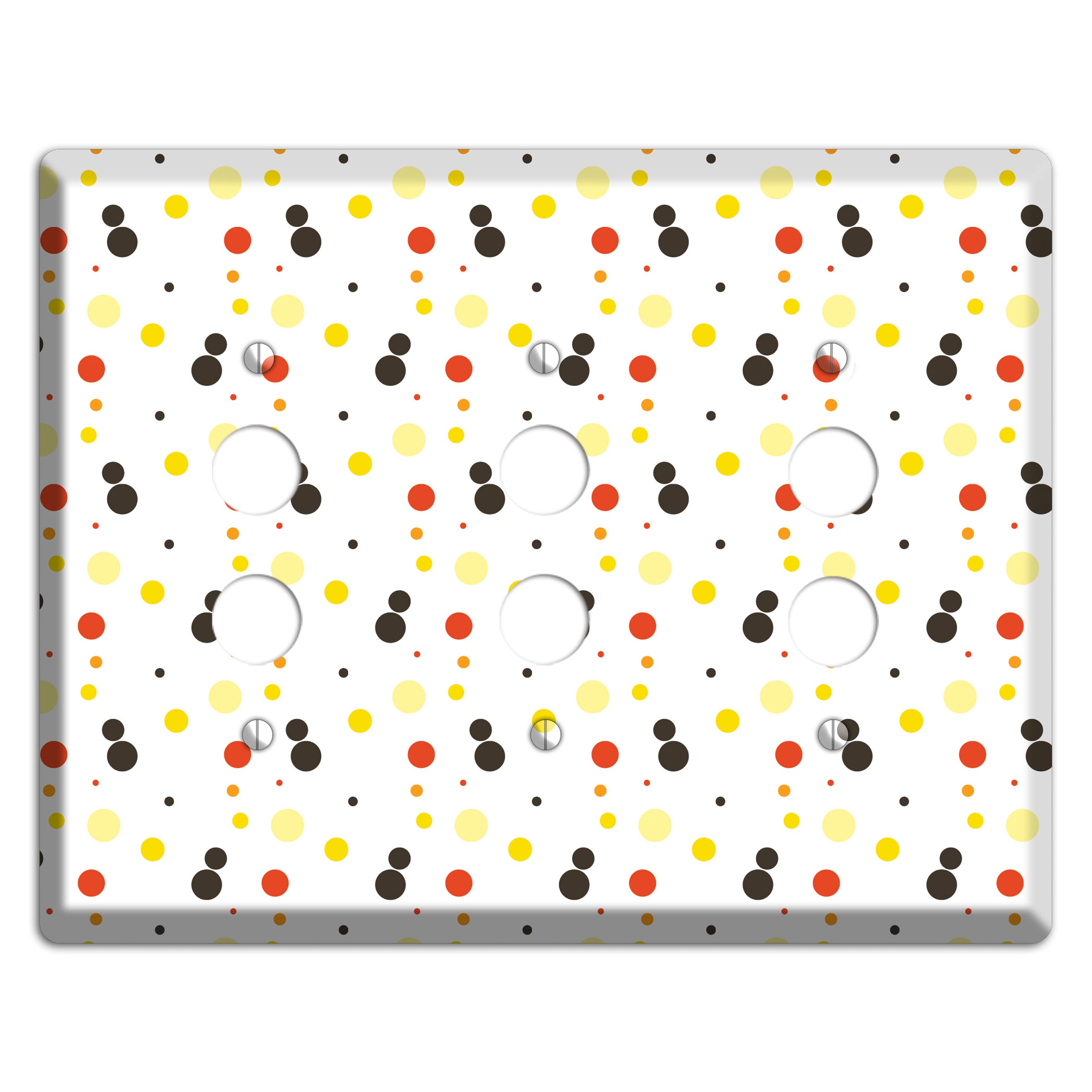White With Black Maroon Olive Tiny Dots 3 Pushbutton Wallplate