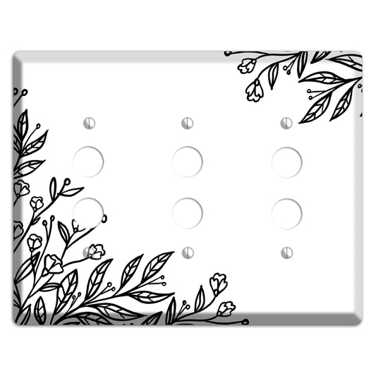 Hand-Drawn Floral 2 3 Pushbutton Wallplate