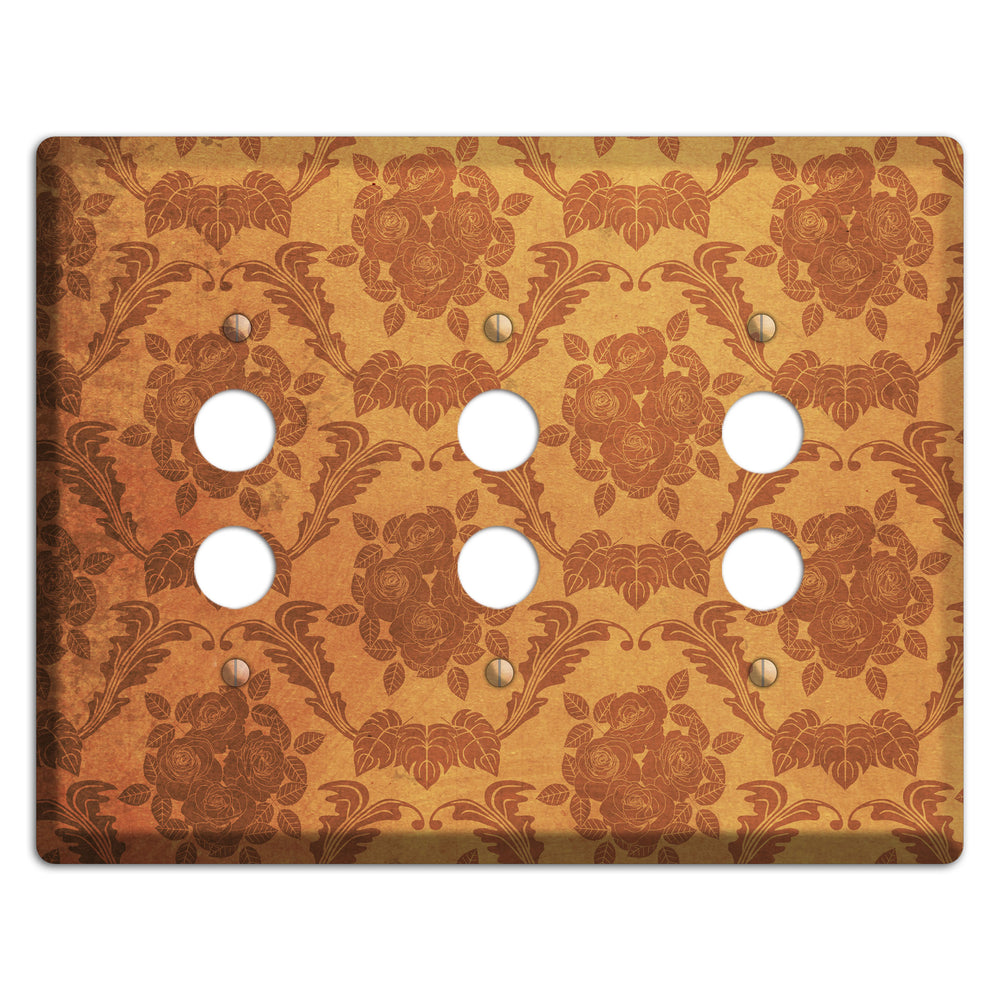 Cape Pallisar Vintage Rose Damask 3 Pushbutton Wallplate