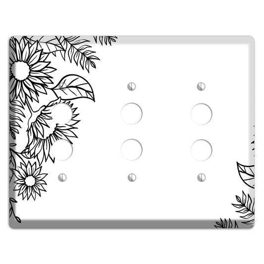 Hand-Drawn Floral 5 3 Pushbutton Wallplate