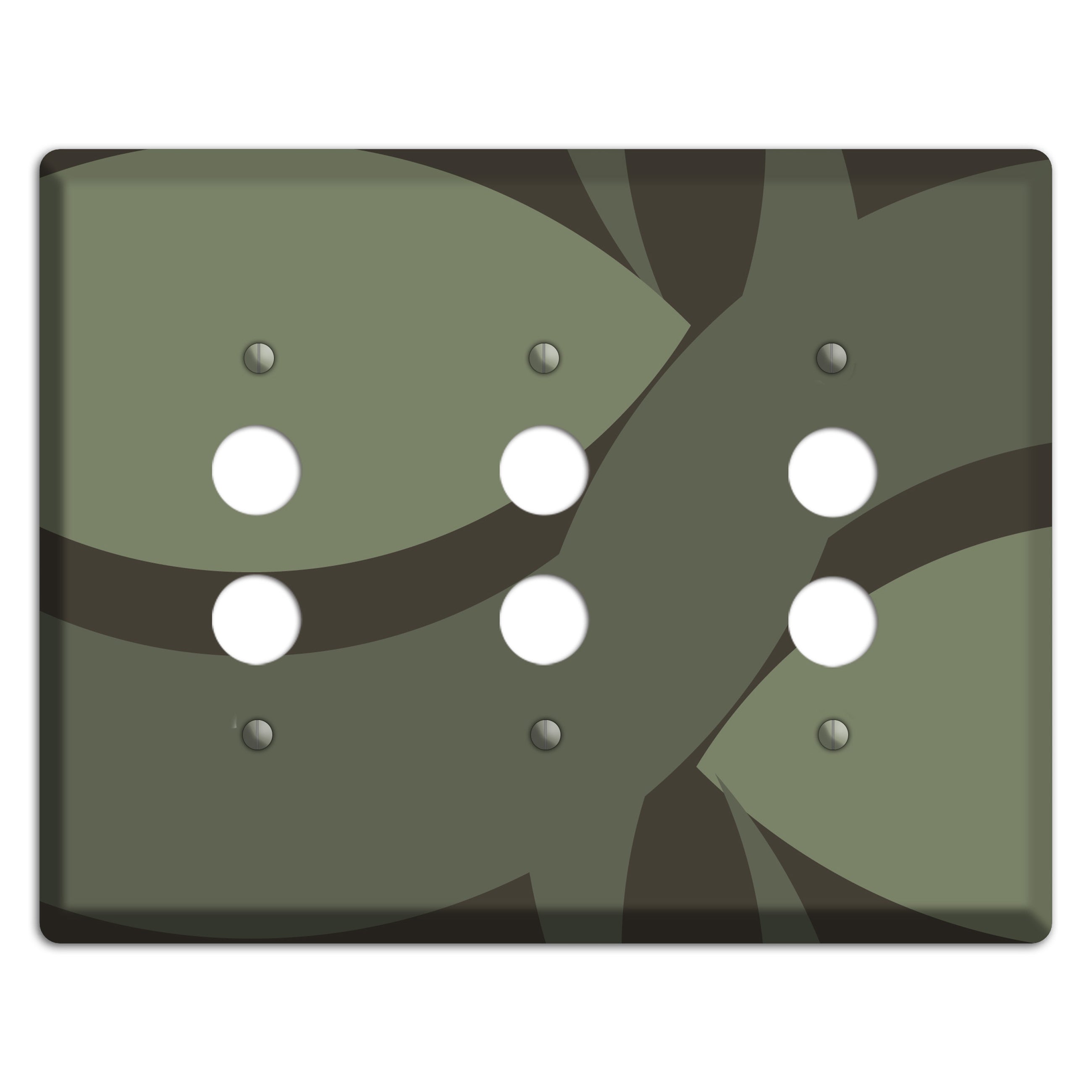 Olive Abstract 3 Pushbutton Wallplate