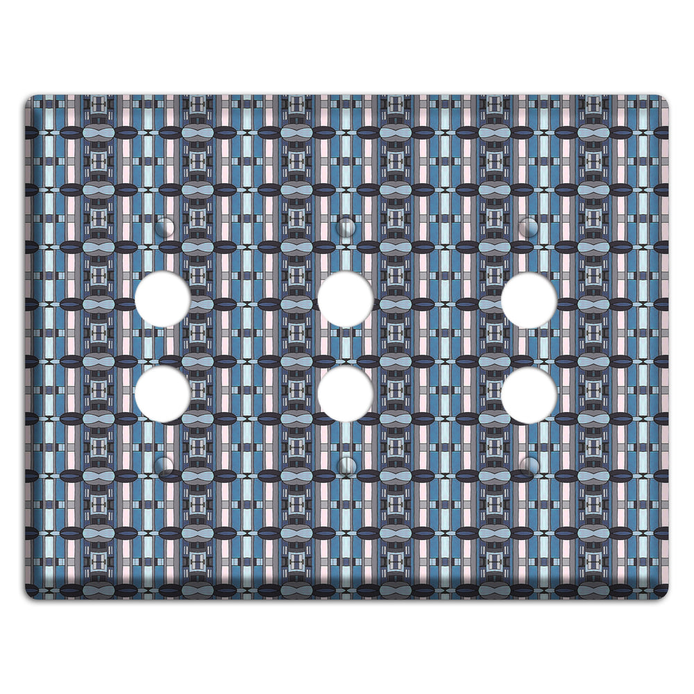 Blue and Grey Tapestry 3 Pushbutton Wallplate
