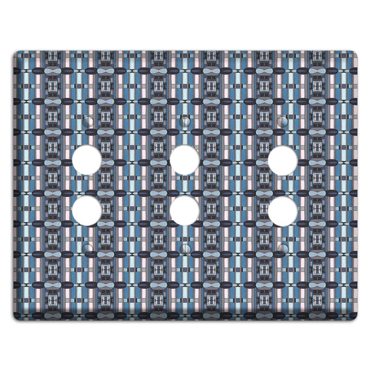 Blue and Grey Tapestry 3 Pushbutton Wallplate