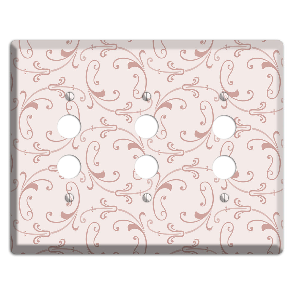 Dusty Rose Victorian Sprig 3 Pushbutton Wallplate