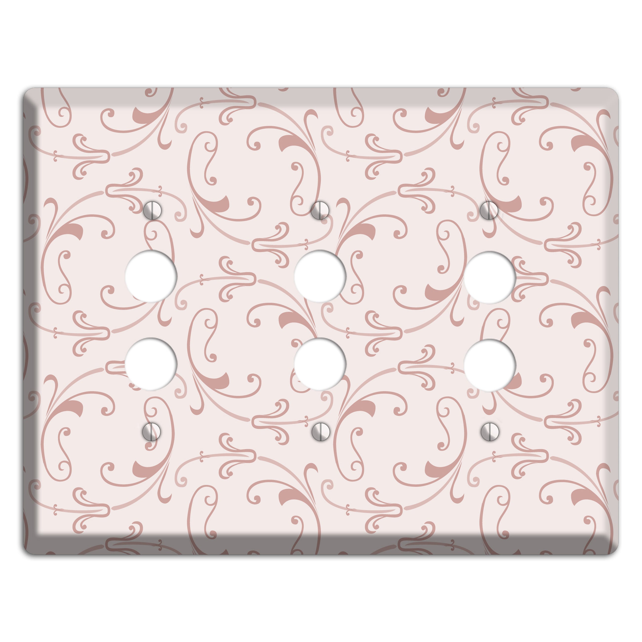 Dusty Rose Victorian Sprig 3 Pushbutton Wallplate
