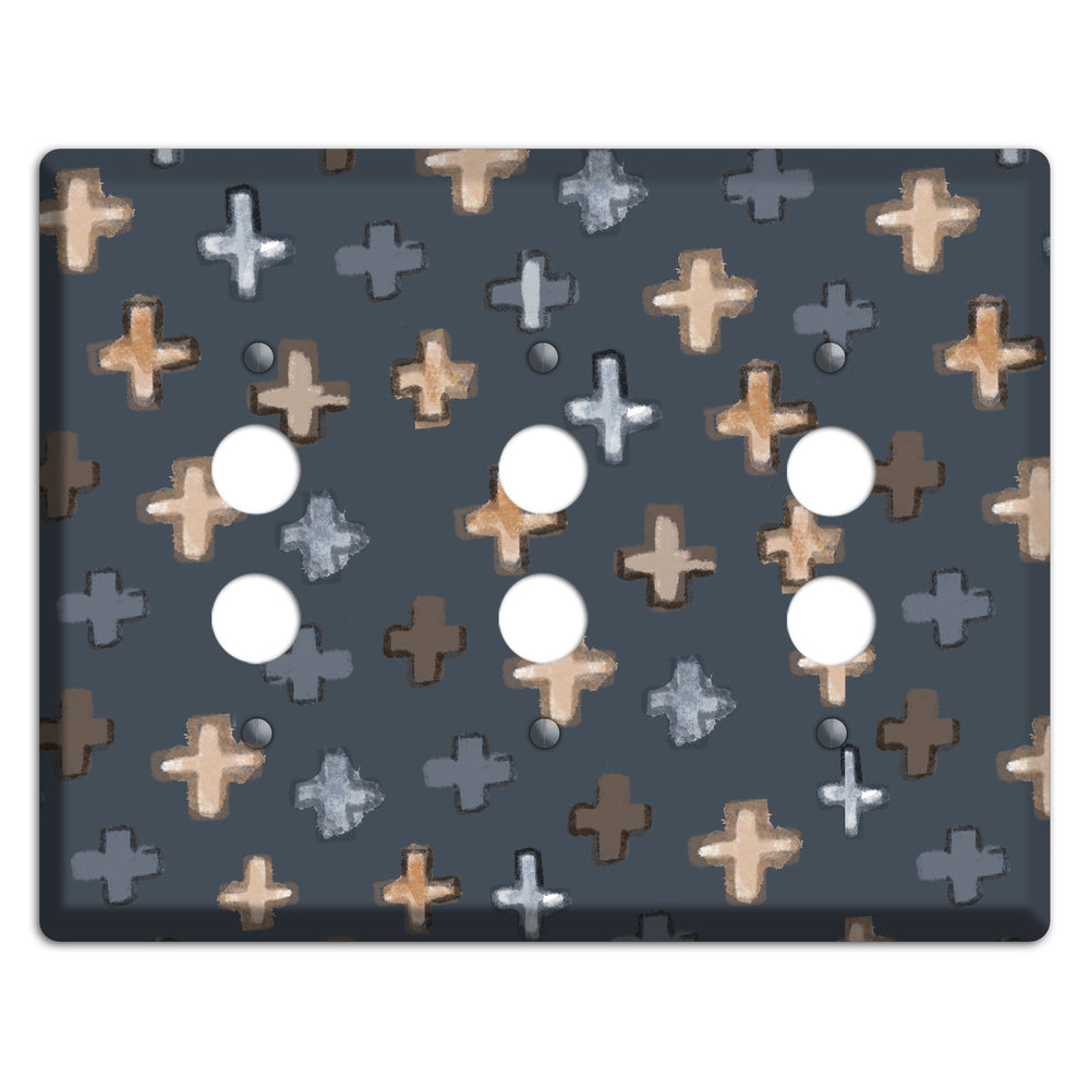 Navy Plus Signs 3 Pushbutton Wallplate