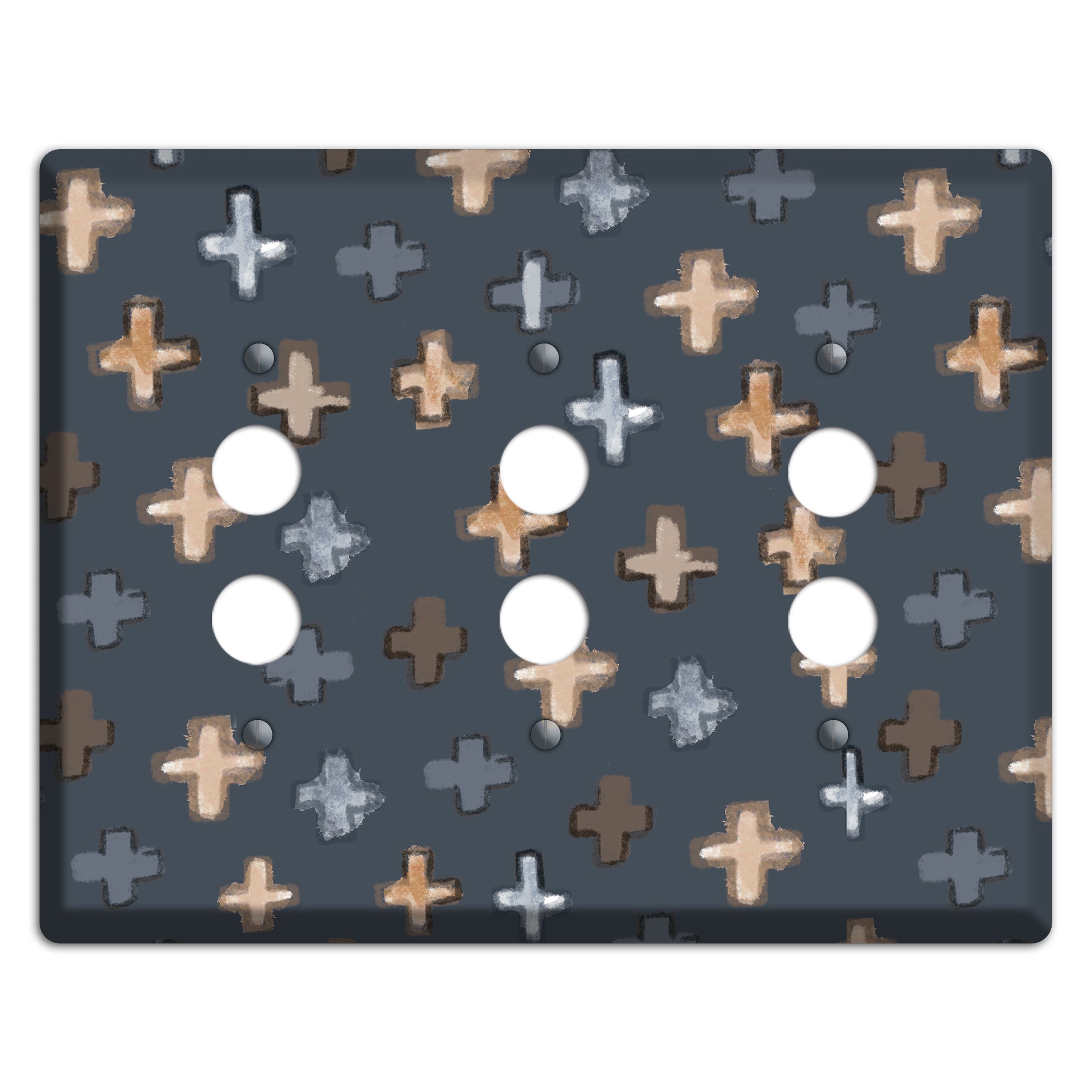 Navy Plus Signs 3 Pushbutton Wallplate