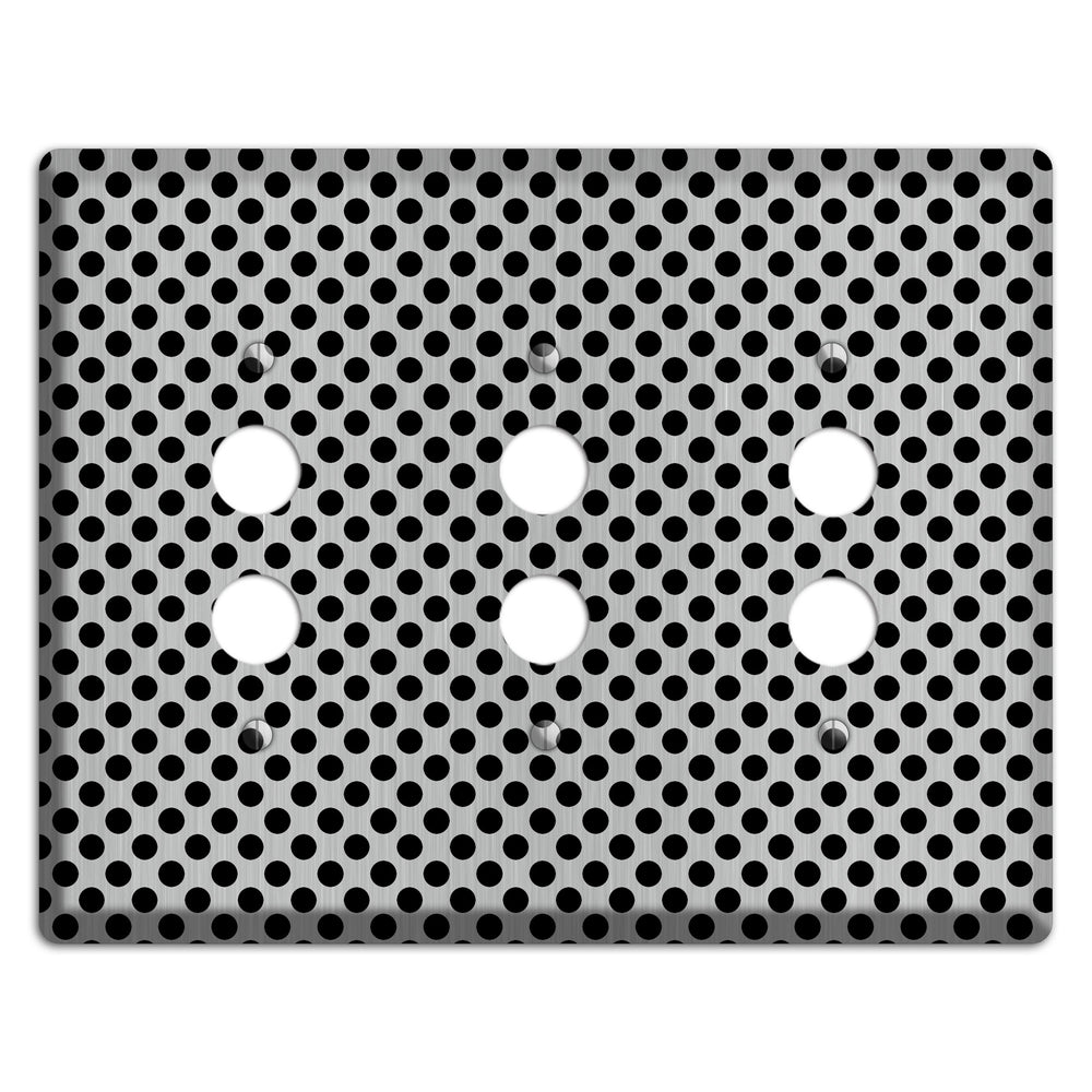 Packed Small Polka Dots Stainless Steel 3 Pushbutton Wallplate
