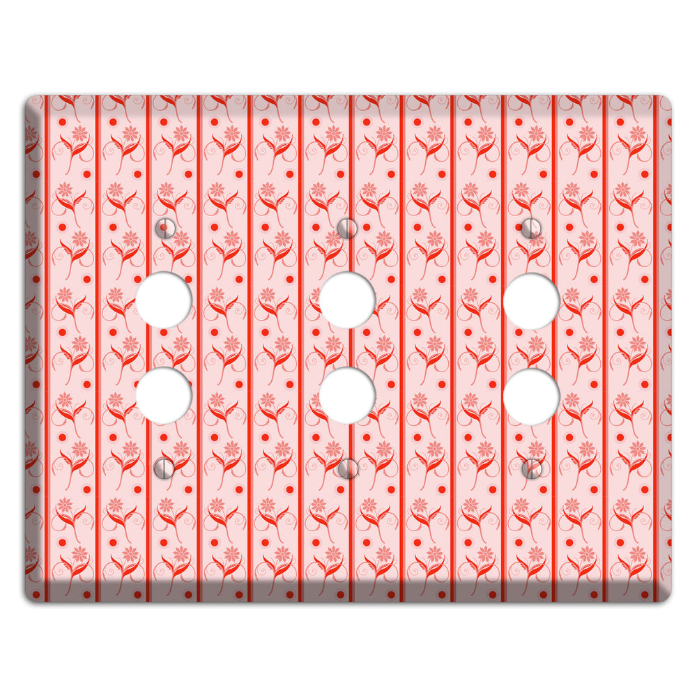 Salmon Floral Pattern 3 Pushbutton Wallplate