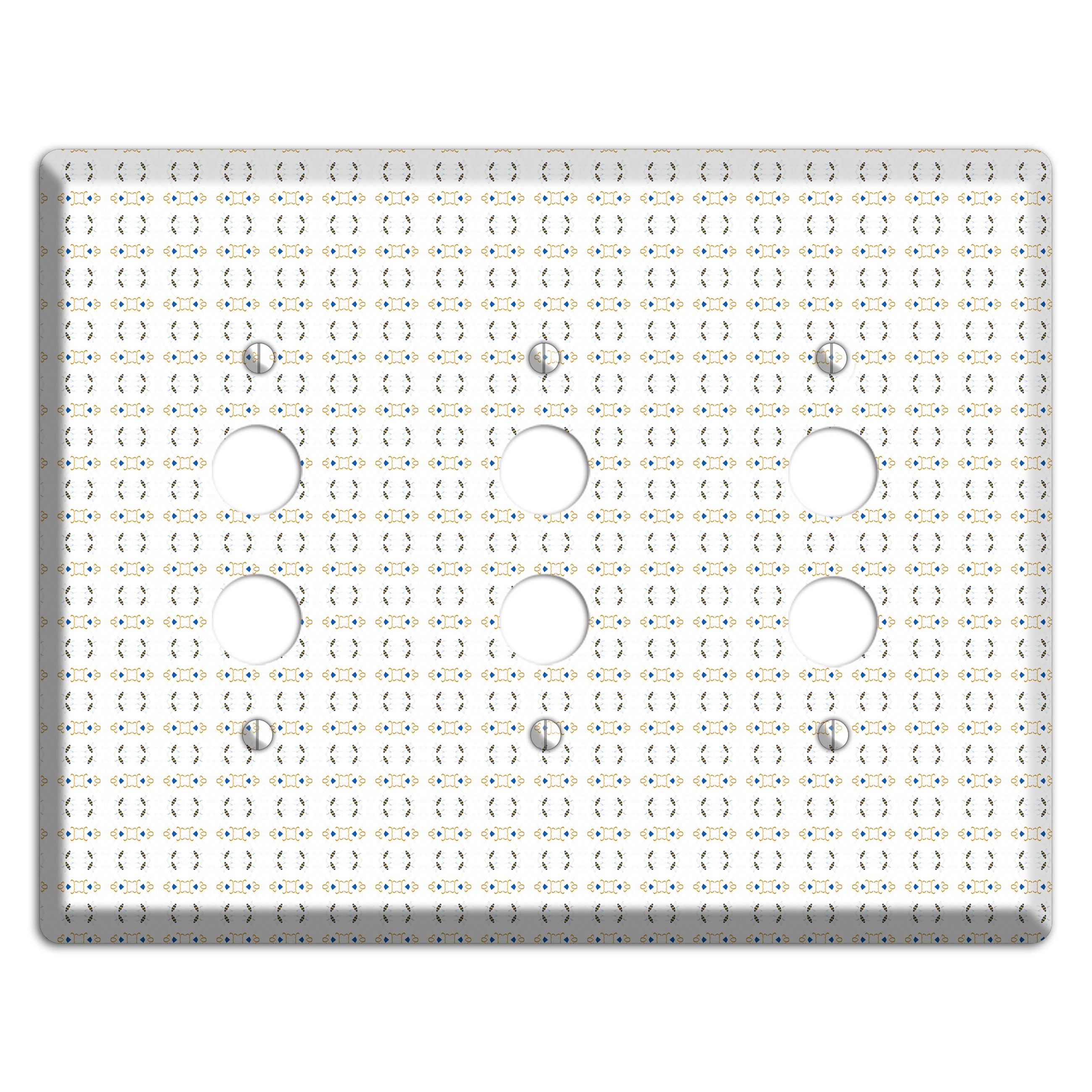 White with Grey and Olive Simple Geometric 3 Pushbutton Wallplate
